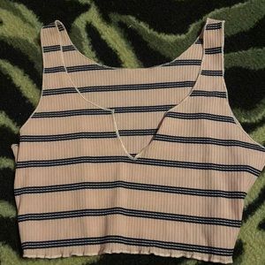 Stripped pink crop tank top
